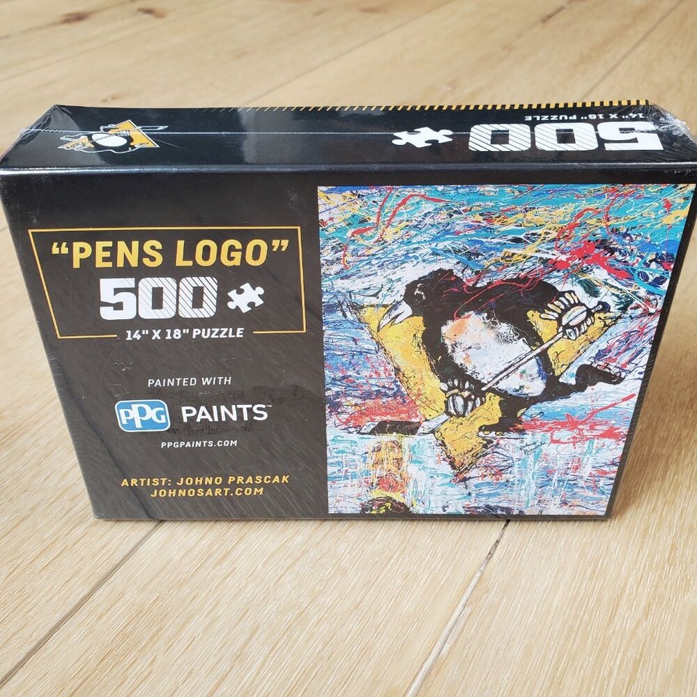 NEW Pittsburgh Penguins 500 Piece Puzzle Pens Logo Johno Prascak 14x18 PPG NHL
